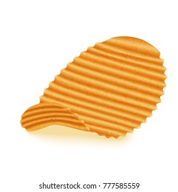 Potato chips ribbed, on white background. Vector
