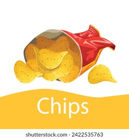 Potato chips salted, packaging design. Reaalistic 3d vector illustration