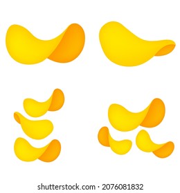 Potato chips set, icon, stock vector, logo isolated on a white background. Illustration