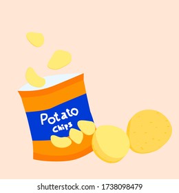 Potato and Potato chips set. Vector