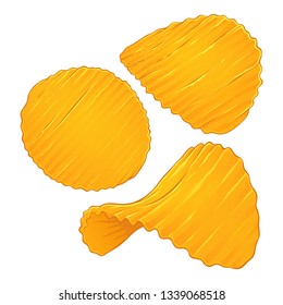 Potato chips slice isolated on white background, hand drawn vector illustration