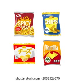 Potato Chips - Snacks Vector Illustration