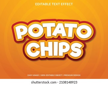 potato chips text effect logo template design with bold and abstract style background