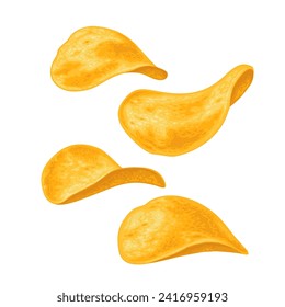 Patatas fritas. Ilustración realista del color del vector. Elemento de diseño aislado dibujado a mano para menú, web, icono