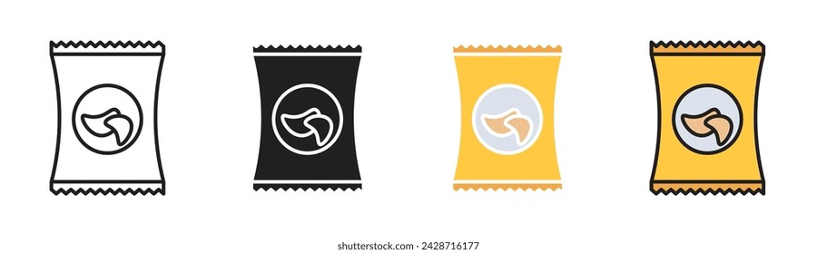 Potato Chips Vector Illustration Set. Crunch Time Sign Suitable for Apps and Websites UI Design.