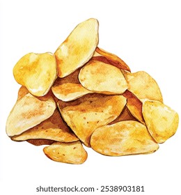 potato Chips watercolor clipart illustration 