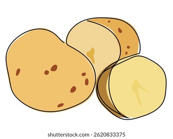 Patata en línea continua dibujando sobre un fondo blanco.
