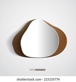 Potato cut out or papercut, vector illustration