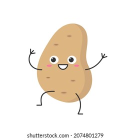 Potato lindo personaje caricatura emociones alegre alegría sonriente cara de bienvenida icono hermoso vector ilustración.