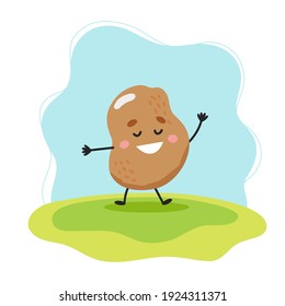 Potato cute character, vector illustration for kids in cartoon style