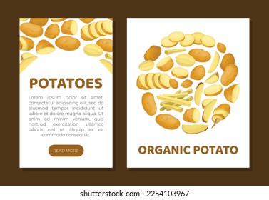 Potato Design with Raw Root Vegetable with Peel Vector Template