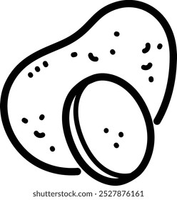 Potato doodle vector icon and illustration