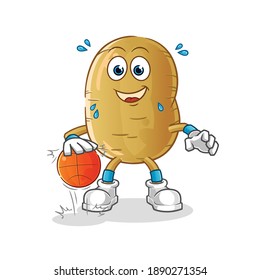 potato dribble basketball character. cartoon mascot vector