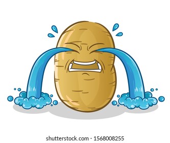 potato emoticon cute chibi cry face cartoon mascot vector illustration