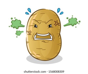 potato emoticon emoji cute chibi very angry cartoon mascot vector illustration