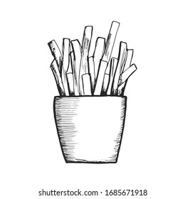potato fast food sketch drawing on a white background