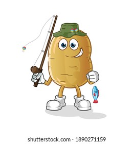 potato fisherman illustration. character vector