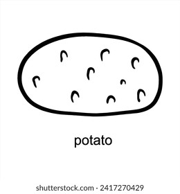 Potato Flat Design - Blank Fill For Coloring Books