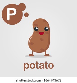 potato flat fun cute fruit and vegetable character for kids children education and kindergarten 