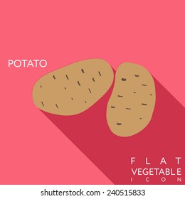 potato flat icon with long shadow. Use as a icon or greeting card