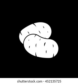 Potato Flat Icon On Black Background
