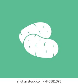 Potato Flat Icon On Green Background