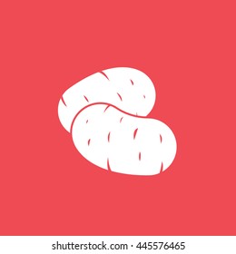Potato Flat Icon On Red Background