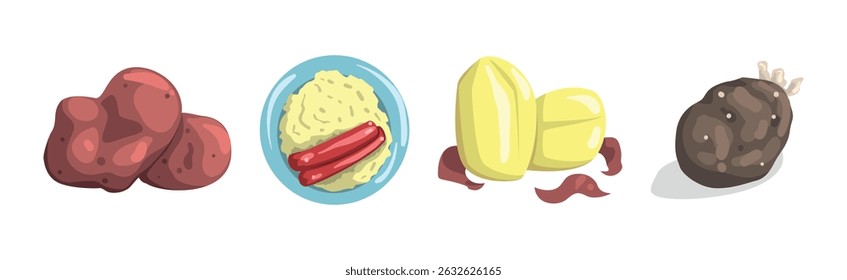 Potato Food Item and Products Object Vector Set