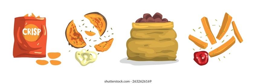 Potato Food Item and Products Object Vector Set