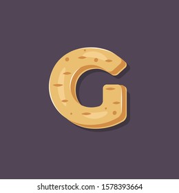 Potato in a form of letter G - vegetable lettering design. Vector illustration.