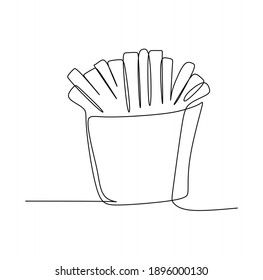 Potato French Fries Continuous Line Drawing Stock Vector (Royalty Free ...