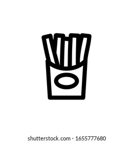 Potato French Fries Foods Icon Vector Illustration. Outline Style.
