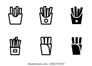 potato french fries icon set	