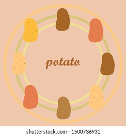 Potato. Fresh vegetables. Organic food poster. Farmer market design. Vector background
