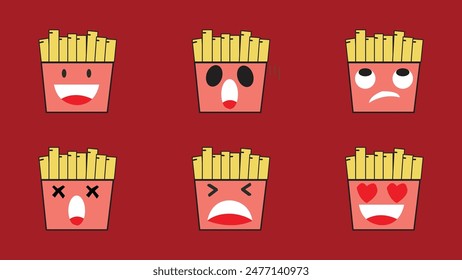 Potato Fried Emoticon Face Set