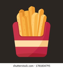 potato fried vector illustration in flat style, junk food concept 