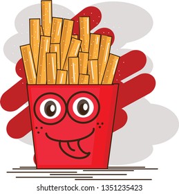 Potato fries cute, funny and hot character fastfood