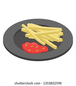 Potato fries with tomato ketchup