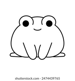 Potato frog icon. Cute smiling frog icon, outline frog logo . editable.