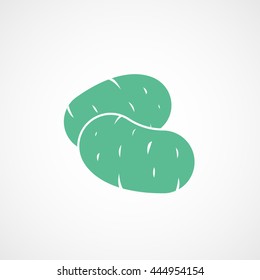 Potato Green Flat Icon On White Background
