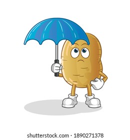 potato holding an umbrella illustration. character vector