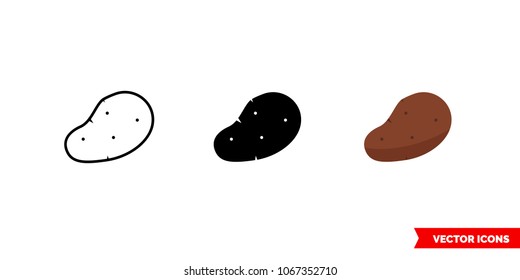 Potato icon of 3 types: color, black and white, outline. Isolated vector sign symbol.