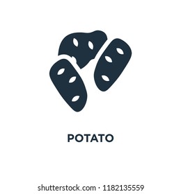 Potato icon. Black filled vector illustration. Potato symbol on white background. Can be used in web and mobile.