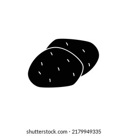 potato icon in black flat glyph, filled style isolated on white background