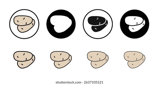 Potato icon Black line art vector logo set
