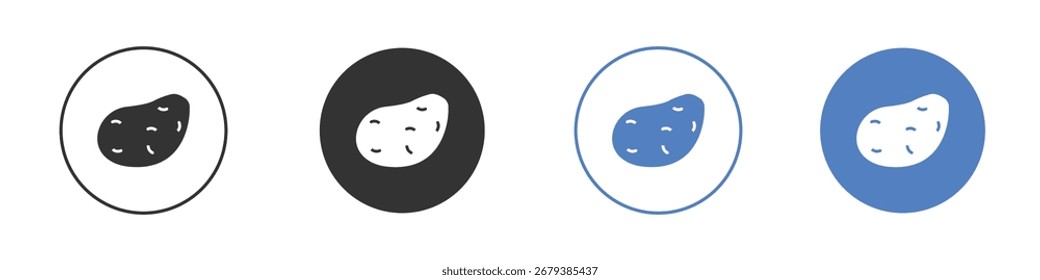 Coleção de ícones de batatas para aplicativo em cores preto e azul