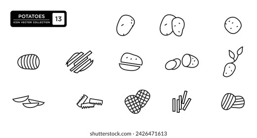 Potato icon collection. vector icon templates can be edited and resized.
