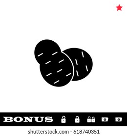 Potato icon flat. Black pictogram on white background. Vector illustration symbol and bonus button open and closed lock, folder, star
