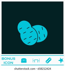 Potato icon flat. Blue pictogram on dark background. Vector illustration symbol and bonus icons