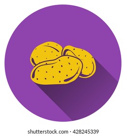 Potato icon. Flat design. Vector illustration.